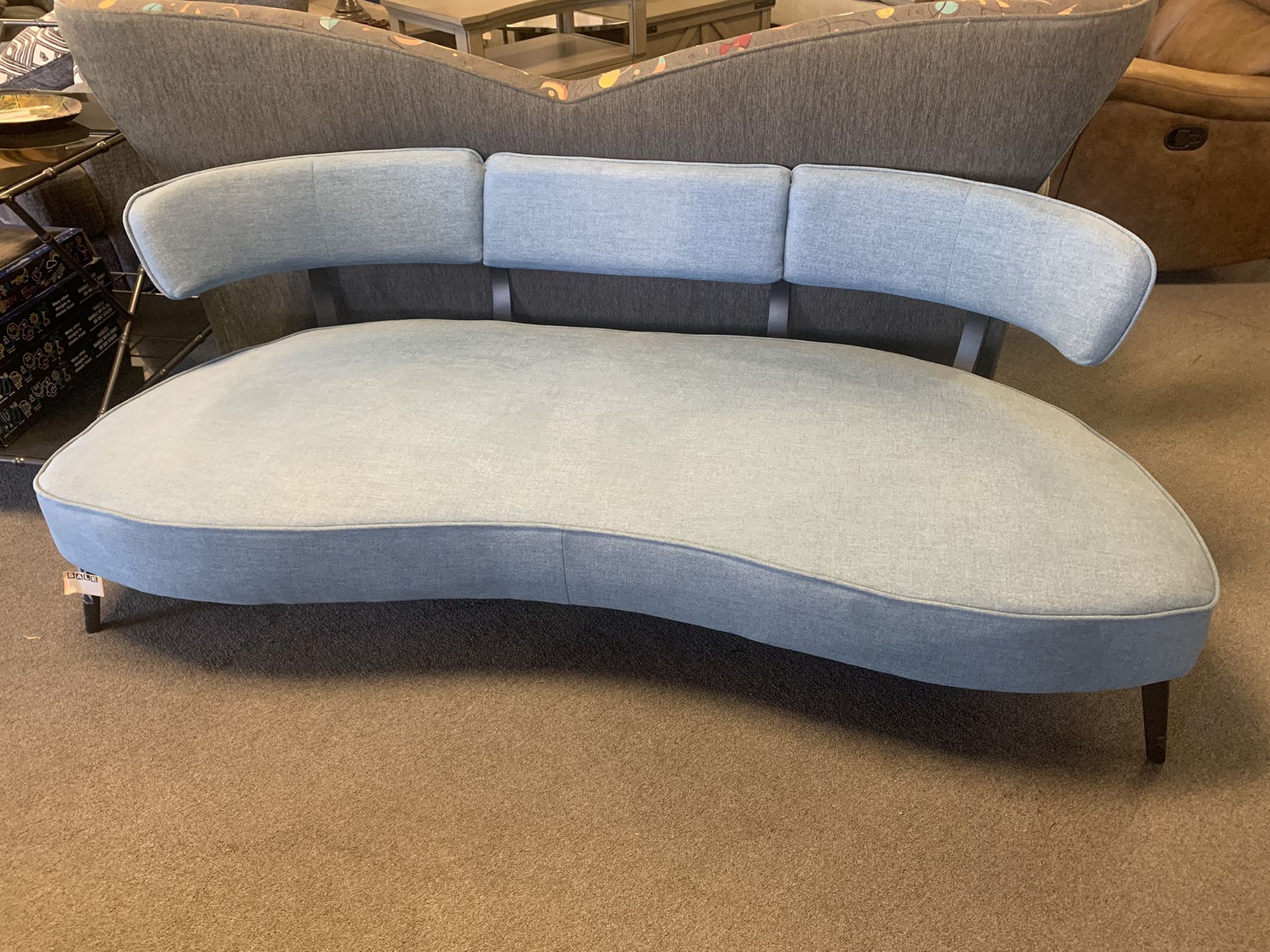 Retro Modern Sofa With Metal Framing In BLUE