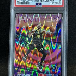 2023 Hoops Premium Stock 💥 Stephen Curry 💥 Anti Gravity Red Seismic Prizm /199 PSA 10 💎 Mint - Golden State Warriors
