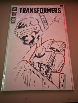 1/1 Comic Book Blank Sketch Snake Eyes & Optimus Prime By Eddie Nunez W/Coa