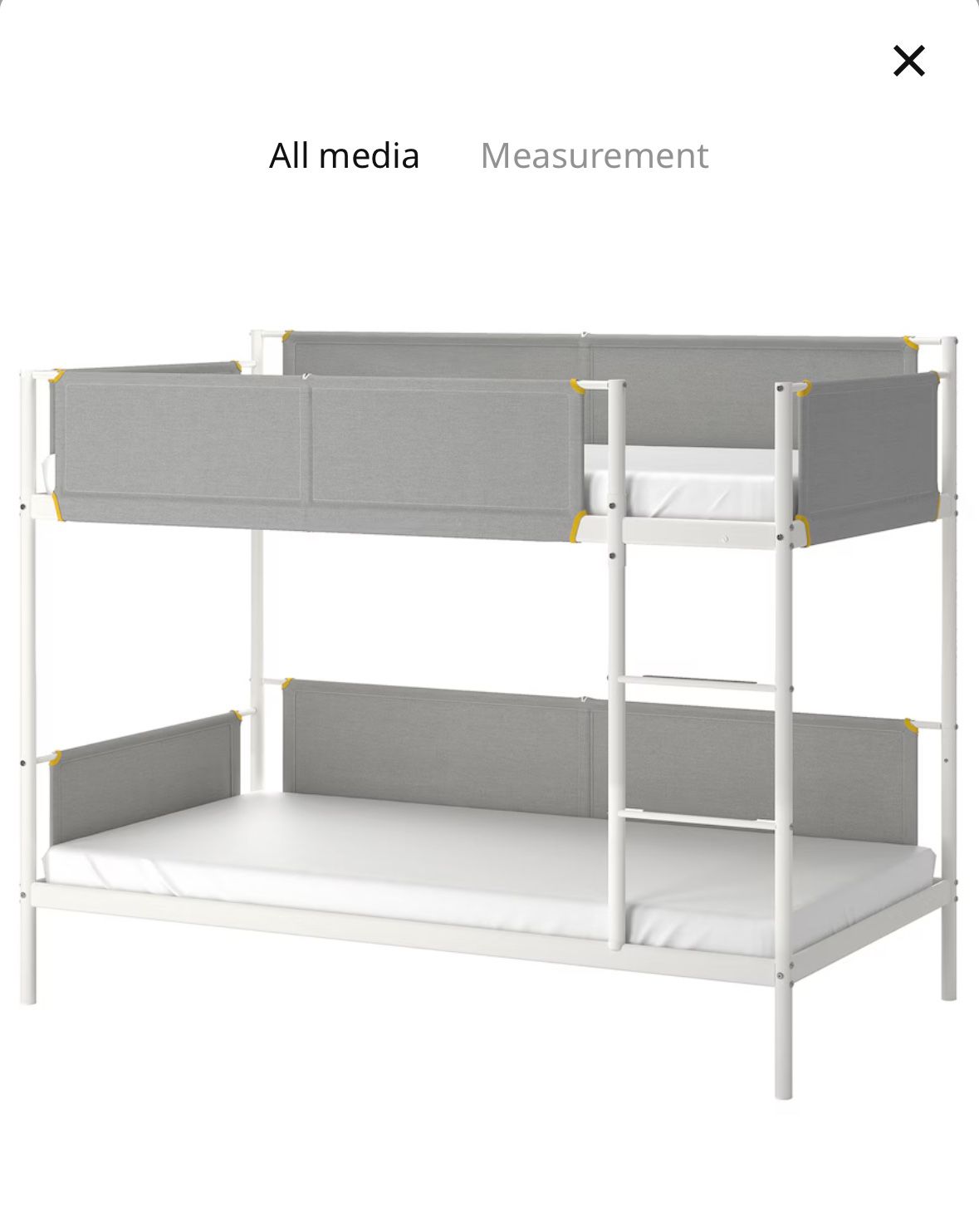 VITVAL Bunk bed frame, white/light gray, Twin