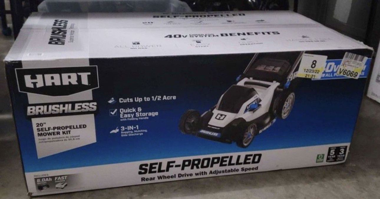HART 40V CORDLESS 20IN BRUSHLESS SELF-PROPELLED MOWER KIT