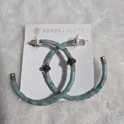 New Kendra Scott Insley Gold Hoop Earrings In Teal Amazonite 