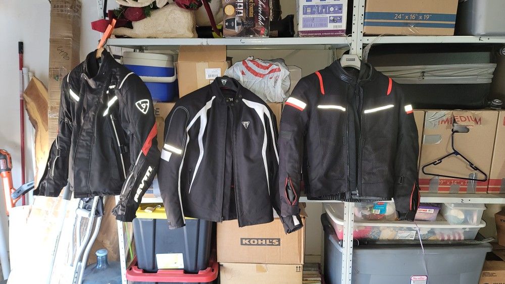 Riding Jackets (Sz Medium) , Boots, Pants And Helmet