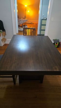 Dark Brown Wood Dining Table