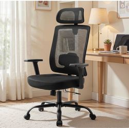 Black Ergonomic Mesh Office Chair with Headrest