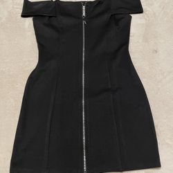 Black Dress With Zipper Diamond 