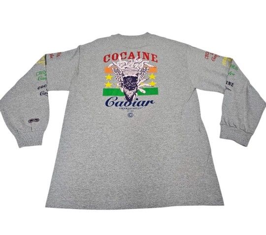 Crooks & Castles Cocaine & Caviar Gray Long Sleeve T-Shirt Men's Medium NWT