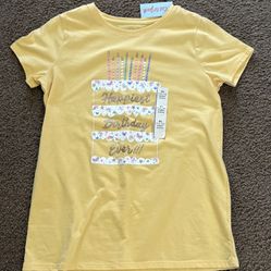 “Happiest Birthday Ever” Yellow Shirt Size Girls XL