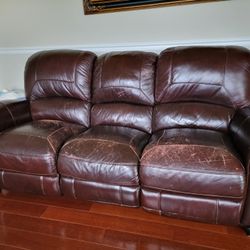 Leather Recliner Couch Set 