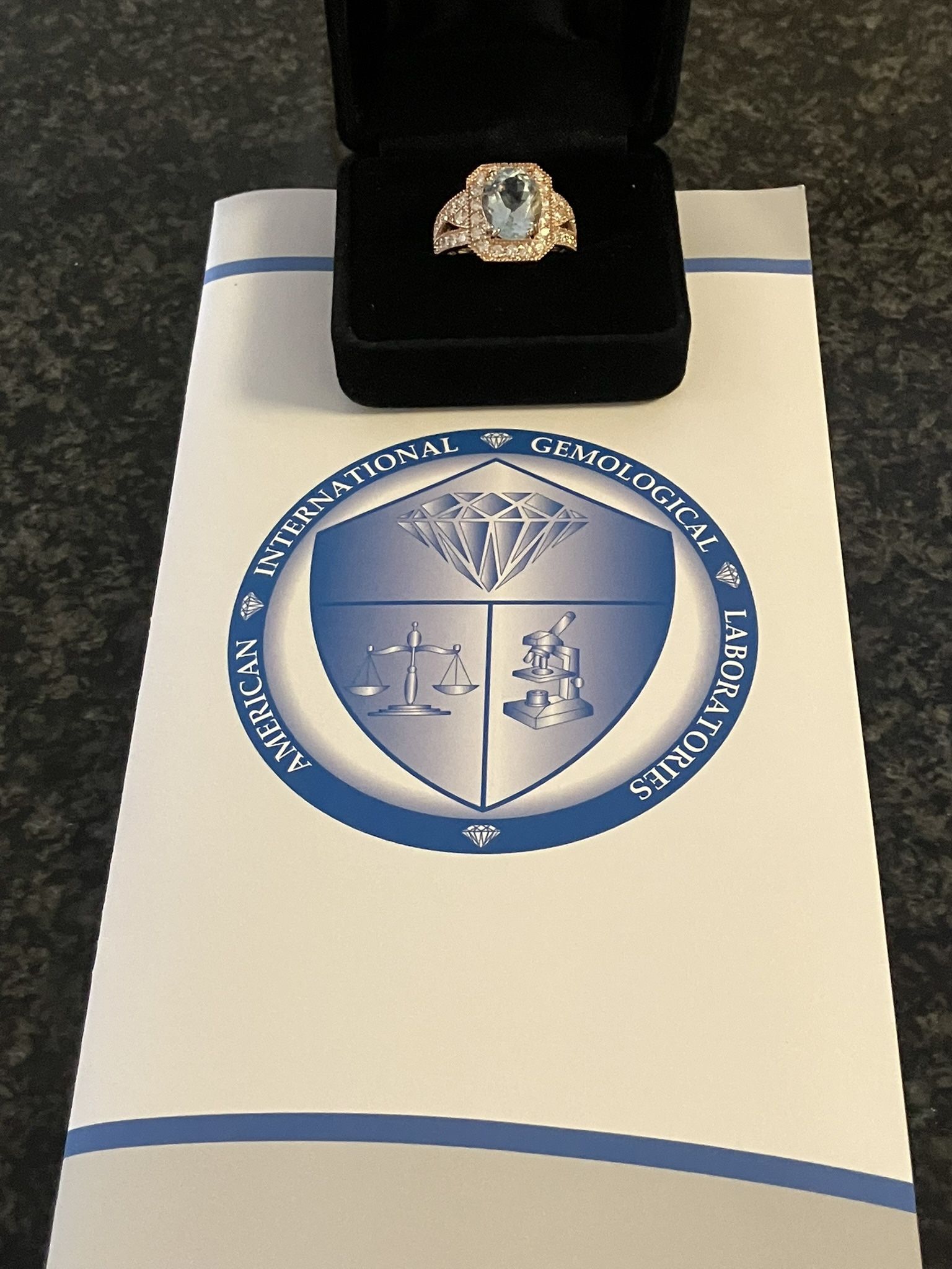 14k Golf Aguamarine & Diamond Ring