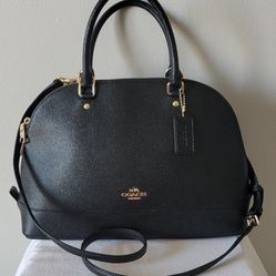 New - Coach Black Leather Sierra Satchel Crossbody Bag 