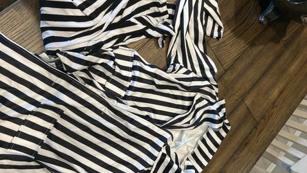 Black and White Striped Button-Down Shirt