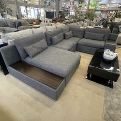 Divani Casa Paseo Charcoal Foam & Feather Seating Modular Sectional /4pc