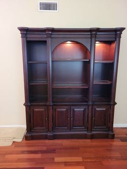 Beautiful , large display cabinet , solid wood , very heavy excellent condition