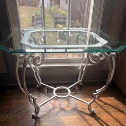 Glass & Wrought Iron Side Table