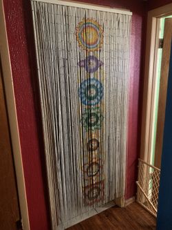 Wooden Hand Painted Beaded Curtain Chakras