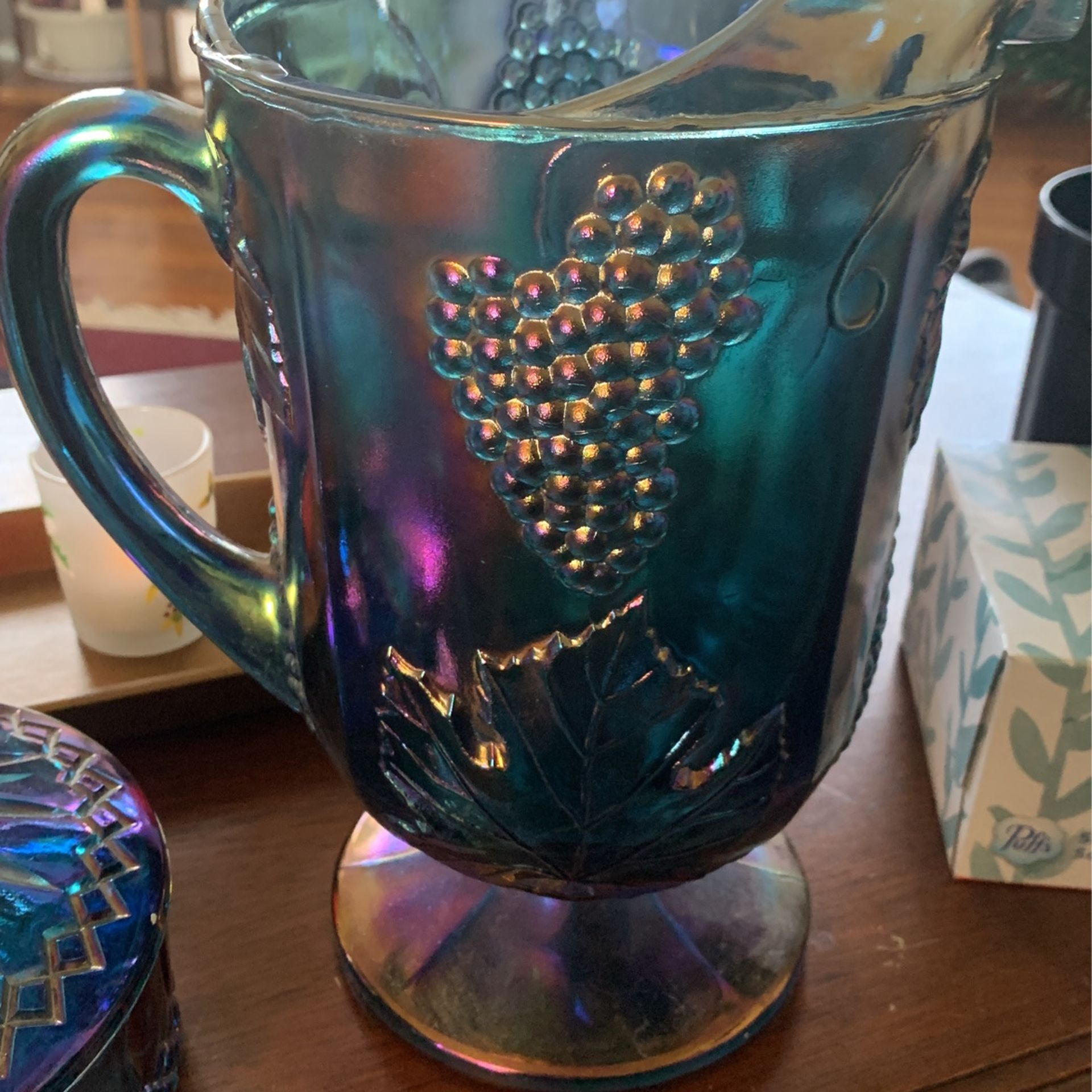 Blue Carnival Glass
