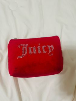 Juicy Couture Red Velour Rhinestone Makeup Bag / Pouch – New