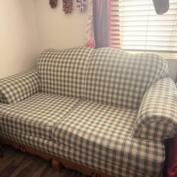 Vintage Gingham Print Couch
