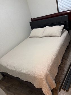 Queen Bed Frame with Tufted Headboard