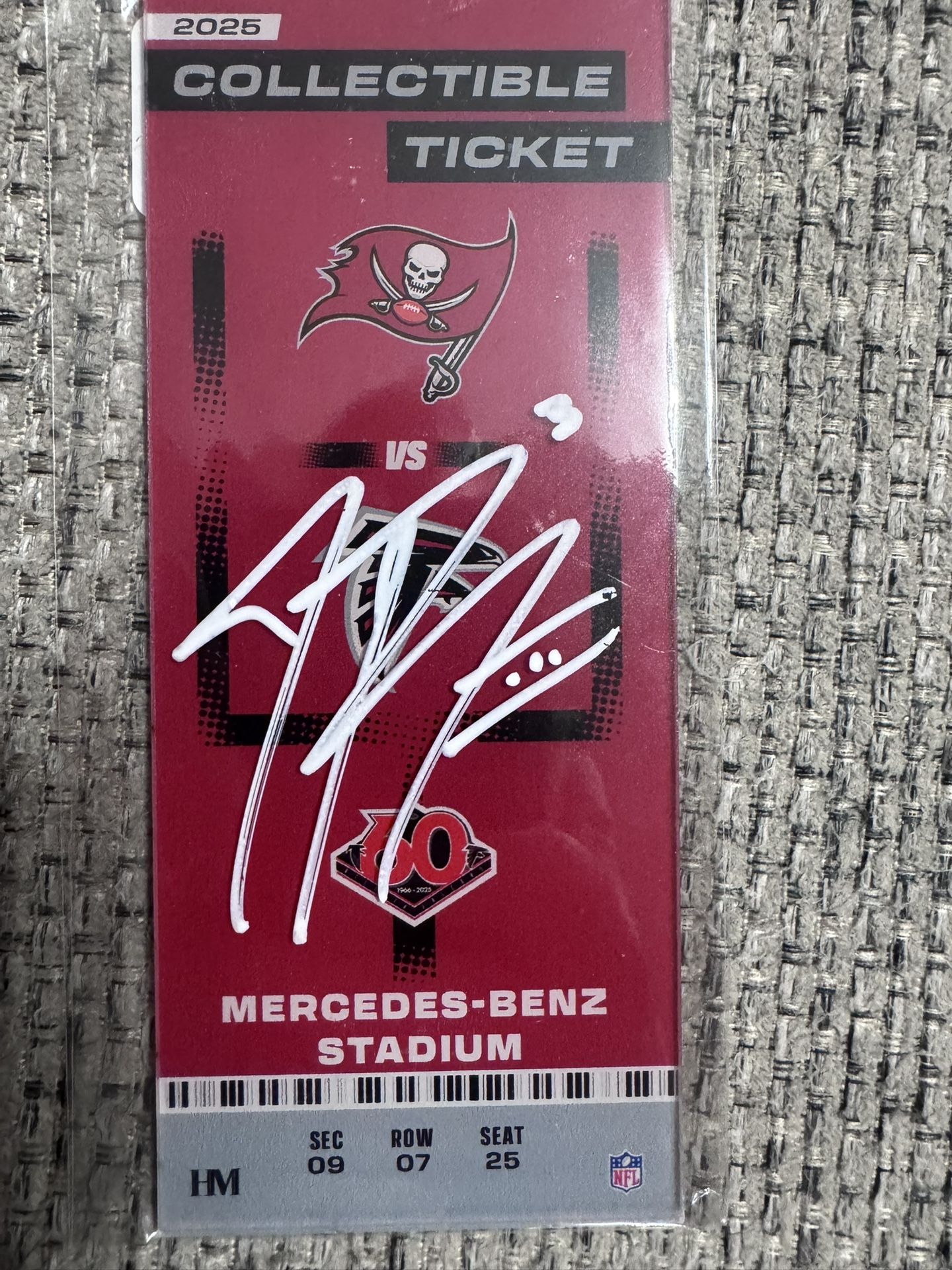 Jessie Bates Autograph Acrylic Commemorative Ticket Falcons Metabilia Coa