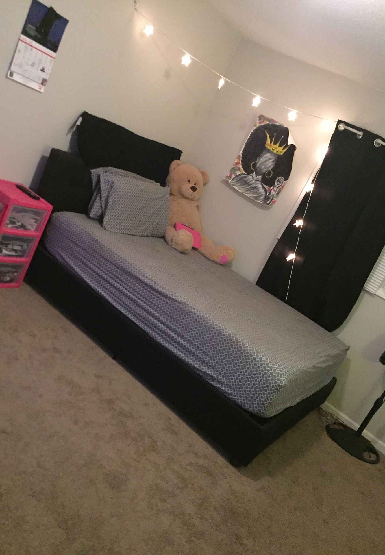 Upholstered Platform Bed (BLACK)