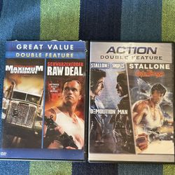 🎬 2 Action Double Feature Films - Sylvester Stallone & Arnold Schwarzenegger - $5 