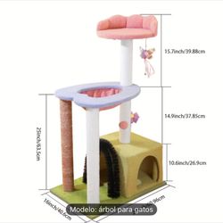 Árbol para gatos de interior con múltiples perchas, hamaca y poste rascador, condominio acogedor para gatos