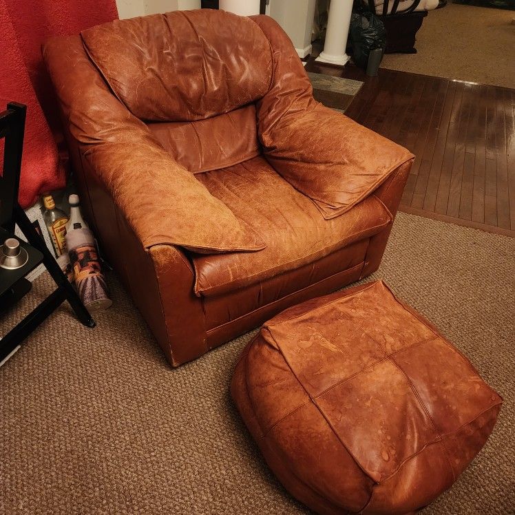 Leather Chair & Ottoman (or separately)