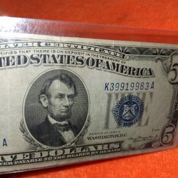 1934A United States USA US XF Note $5 Dollars 1934 A Silver Certificate Blue Seal