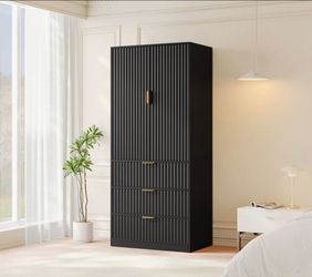 2 door wardrobe closet with 3 drawers.