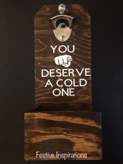 Wood beer bottle opener