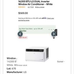 LG Air Conditioner 14,000Btu For Sale 