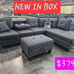 BRAND NEW 3PCS SECTIONAL SOFA SET WITH OTTOMAN AND ACCENT PILLOW INCLUDED $379