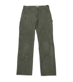 Carhartt B01 Double Knee Pants Mens 34x34 Green Canvas Duck Relaxed Leg Vintage
