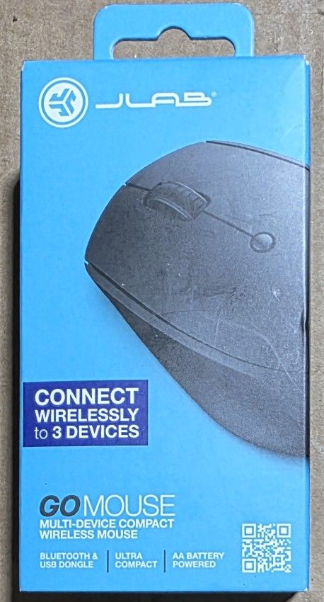 JLab GO Charge Wireless Rechargable Mouse, Connect Via Bluetooth or USB Dongle