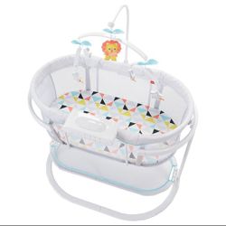 Baby Bassinet Infant Crib with Music Vibration and Lighting Projection Soothing Motion