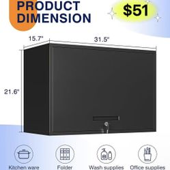 😀 Metal Garage Wall Cabinet with Doors and Shelves, Wall Mounted Metal Storage Cabinet, Floating Garage Tool Cabinet for Garage, Basement, Kitchen