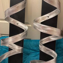 Jon Allen Metal Ribbon Twist Wall Art Sculpture Abstract Silver Signed 2012