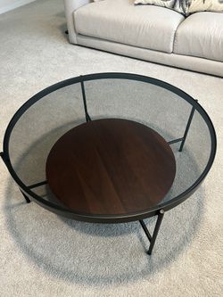 Article Vitri 36.5"Glass + Walnut Coffee Table - like new (MOVING SALE)