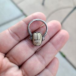 1920's Antique Egyptian Scarab Ring, Egyptian Silver