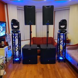 Dj Equipment Subwoofer,Fullrange Speakers, Moving Heads  With Truss.