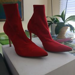 Gianluca Rossi Women's Size 9.5 Roadster Red Hot Leather Leather Suede Designer Authentic Premium Stilettos Worn Once Made In Italy