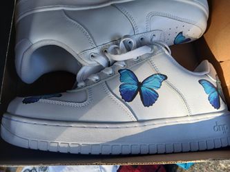 Brand New In Box Drip Creationz Blue Butterfly Women's Sneakers Shoes Size 8