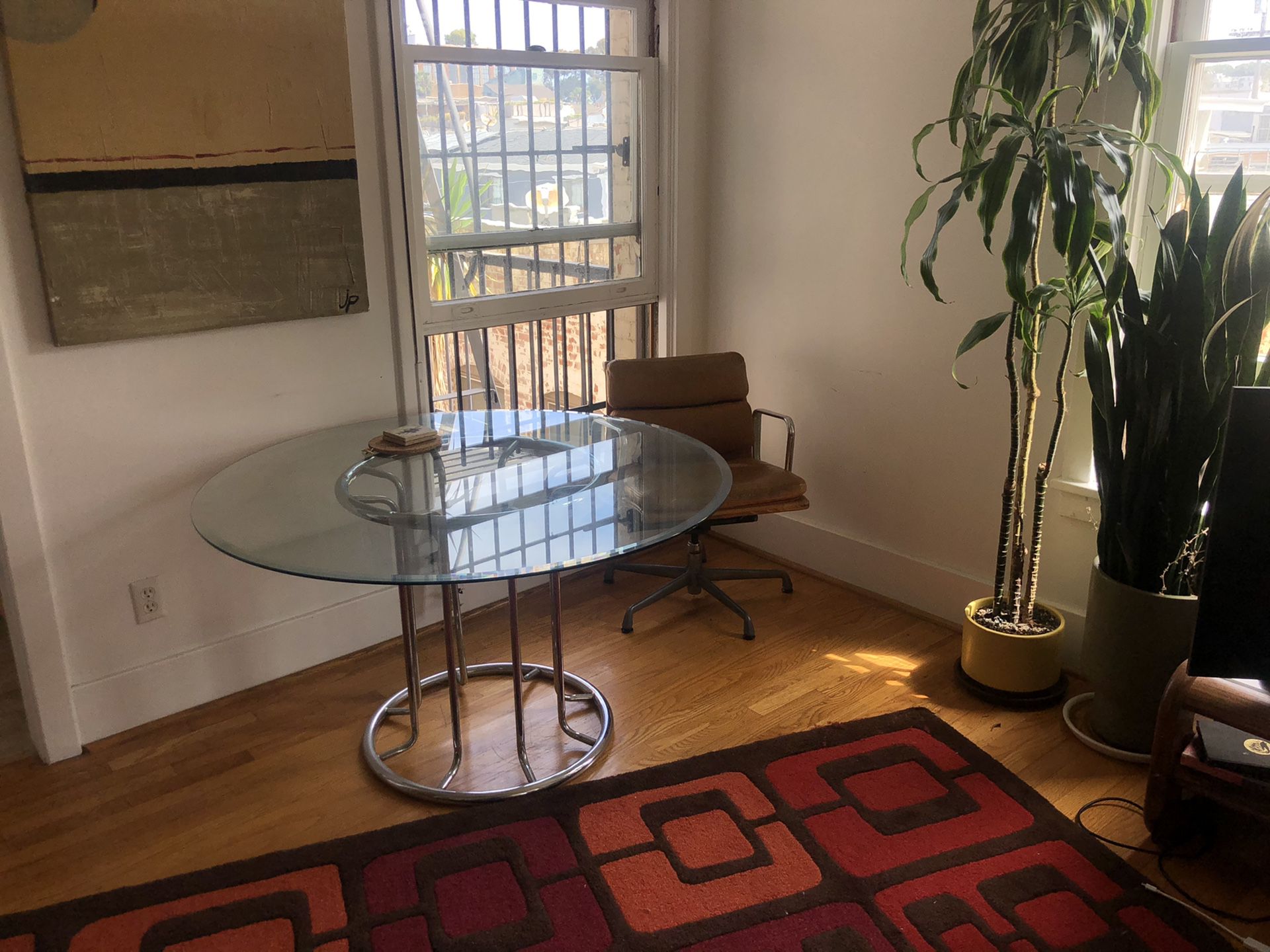 Mid Century Modern funky glass dining table