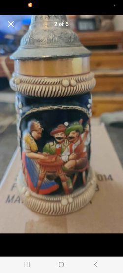 German Beer Stein with Pewter Lid