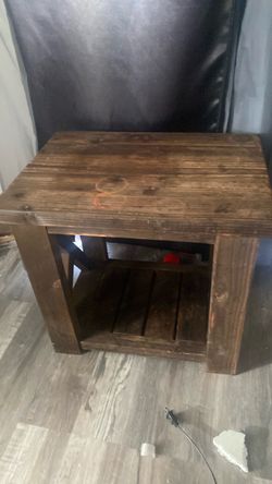 Rustic Wood End Table with Open Shelf