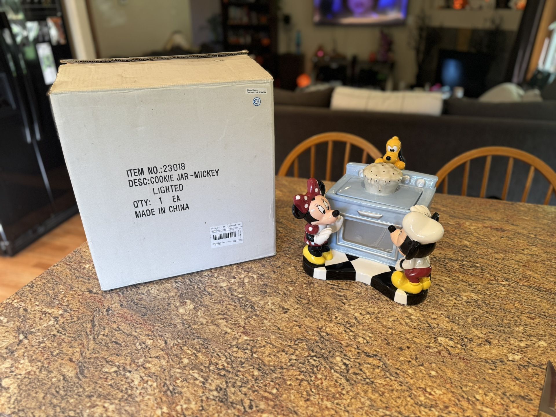 Disney Cookie Jar Mickey Minnie Pluto Oven Scene Ceramic Jar 1990s HTF Rare