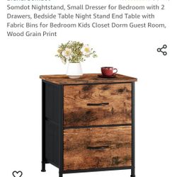 Set Of 2 New open box
, Available in Victorville 
Nightstand, Small Dresser for Bedroom with 2 Drawers, Bedside Table Night Stand 