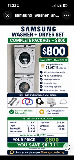 Washer and dryer for sell